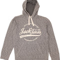 JACK & JONES Mens Graphic Hoodie Jumper Medium Grey Flecked Cotton | Vintage Jack & Jones | Thrift | Second-Hand Jack & Jones | Used Clothing | Messina Hembry 