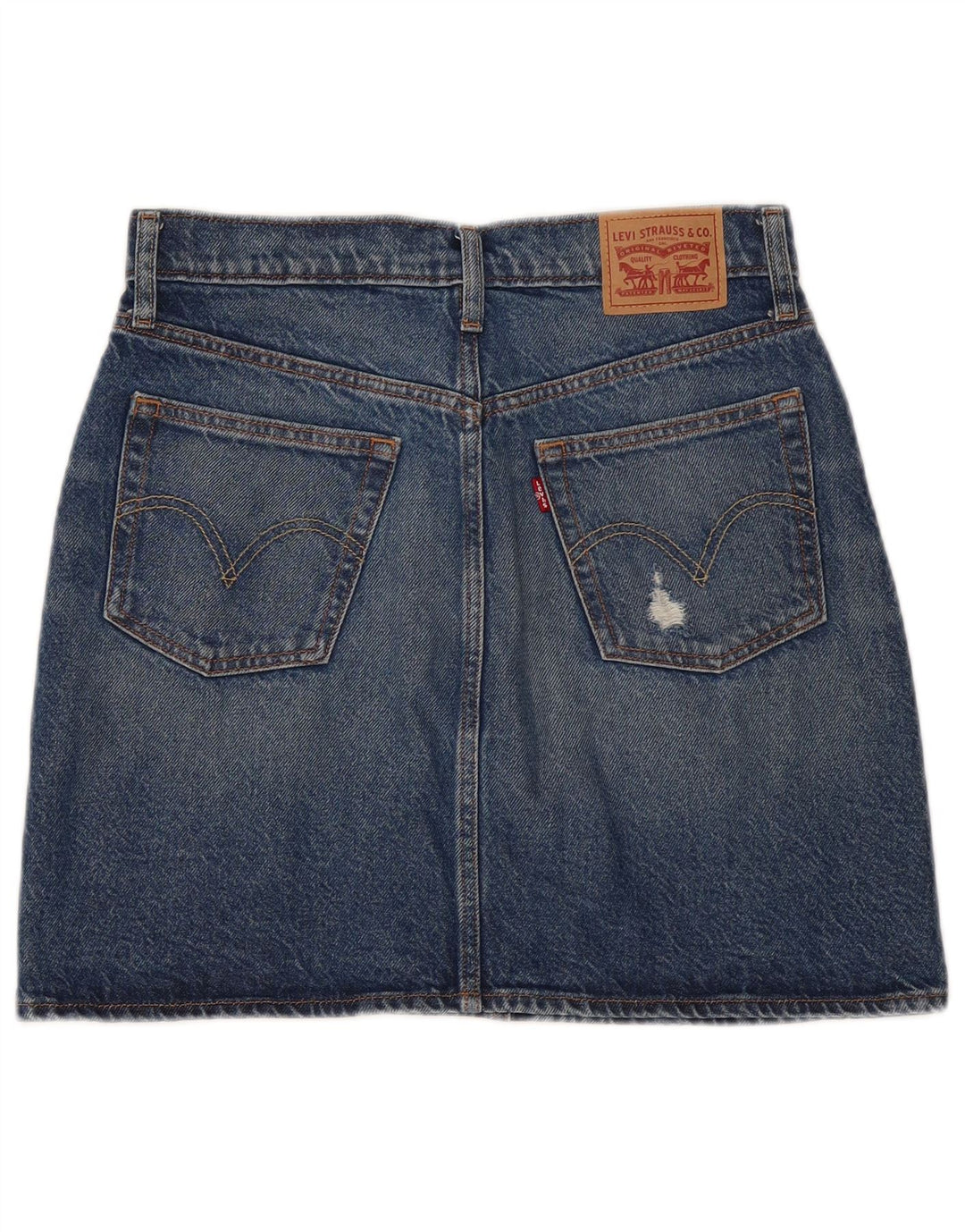 Levi's Dame Distressed Denim Nederdel W28 Medium Blue Bomuld