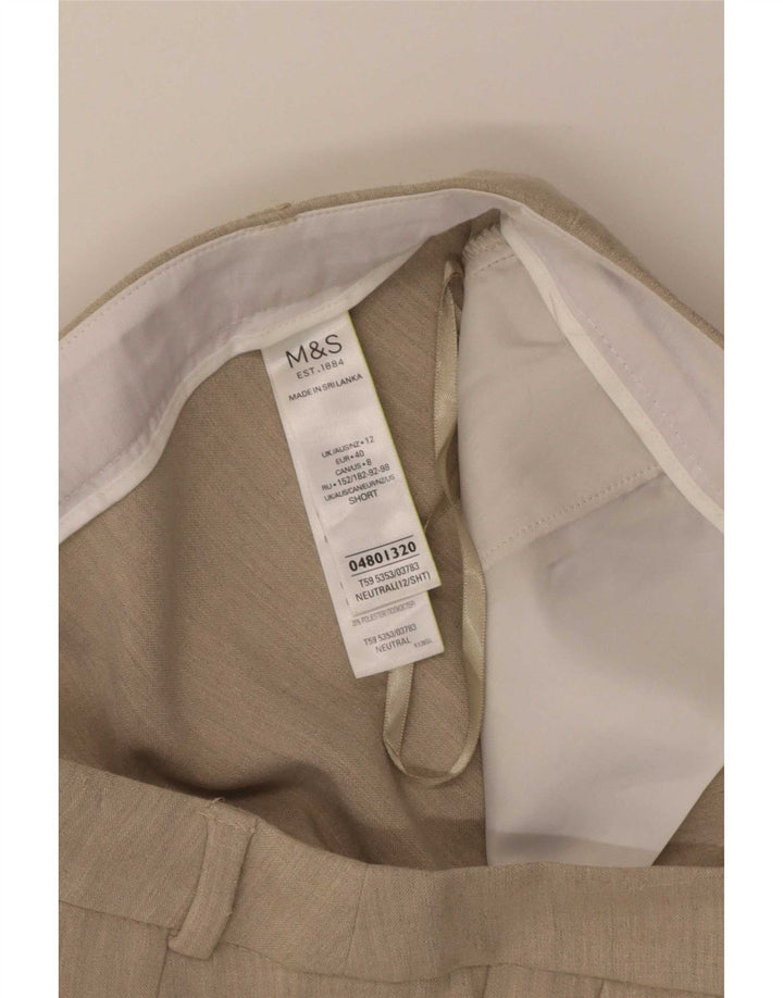 Marks & Spencer Dame Cropped Trousers UK 12 Medium W32 L25 Beige