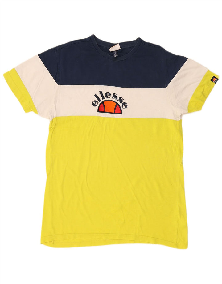 Ellesse Herre Grafisk T-Shirt Top Medium Gul Colourblock Bomuld