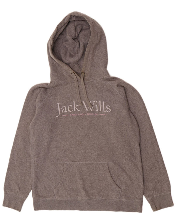 Jack Wills Grafisk hættetrøje til kvinder UK 14 Mellemgrå bomuld