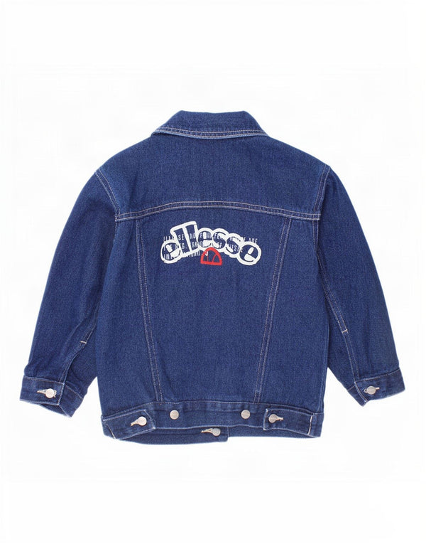 Ellesse Girls Graphic Denim Jacket 2-3 Years Navy Blue Cotton