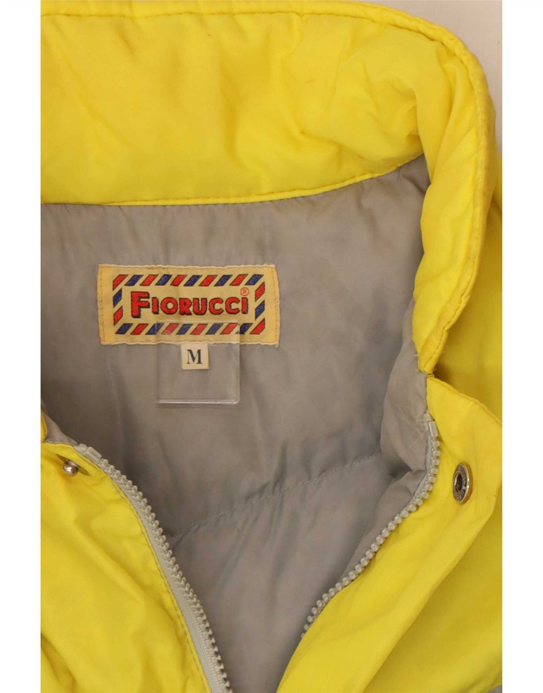 Fiorucci Herre hættepolstret jakke UK 38 Medium Grey Colourblock Nylon