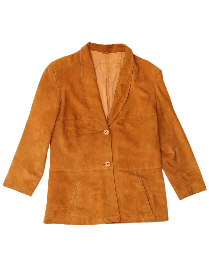 Vintage Dame 2-knaps Ruskind Blazer Jacket UK 8 Small Beige