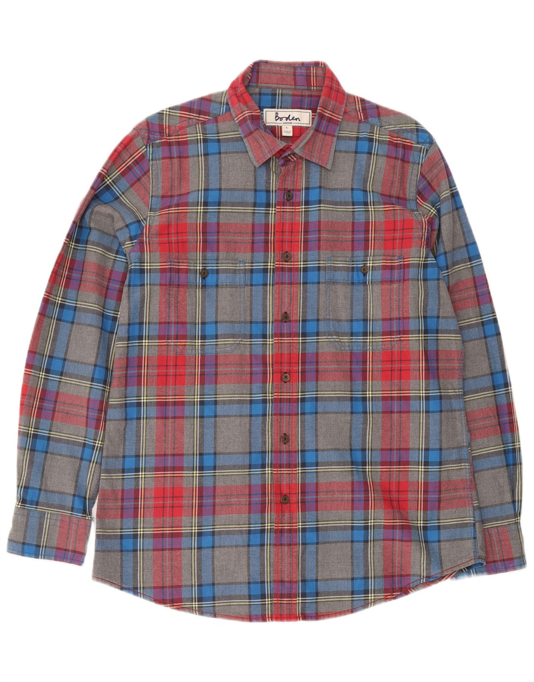 Boden Herre Flanelskjorte Stor Flerfarvet Plaid Bomuld