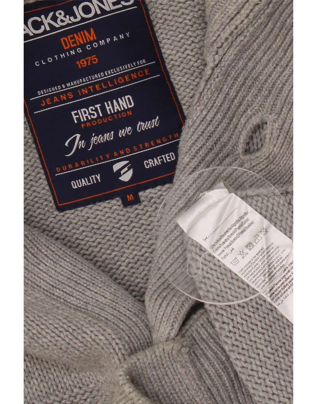 Jack & Jones herre cardigan sweater mellemgrå stribet bomuld