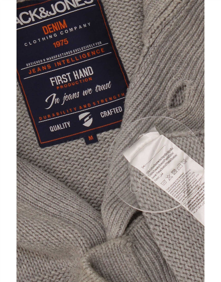 Jack & Jones herre cardigan sweater mellemgrå stribet bomuld