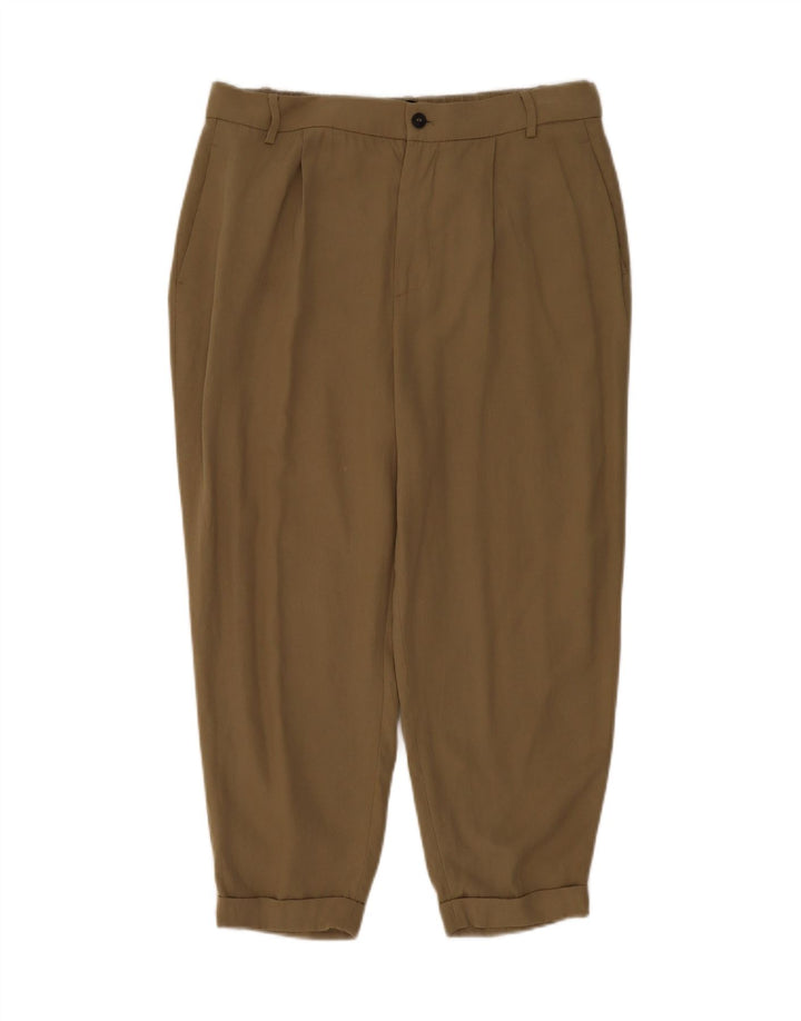 ZARA Womens Pegged Capri Trousers Large W32 L23 Khaki Vintage Zara and Second-Hand Zara from Messina Hembry 