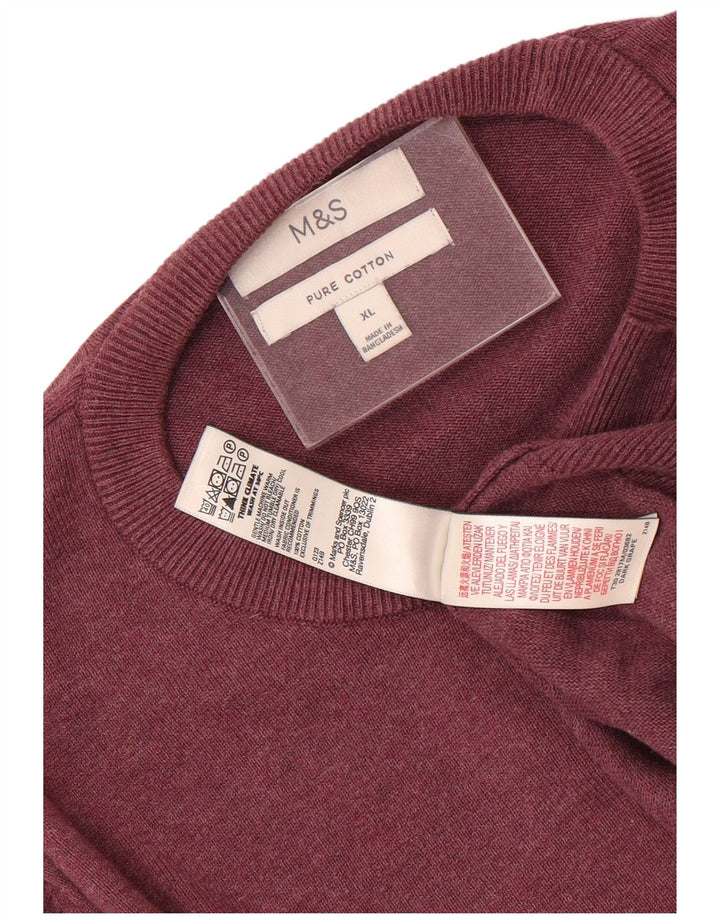 Marks & Spencer Herre sweater med rund hals, stor Bourgogne bomuld