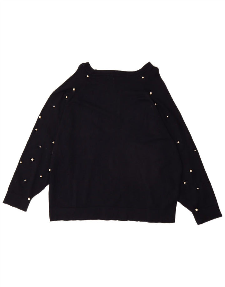 ZARA Womens Oversized Boat Neck Jumper Sweater UK 10 Small Black Viscose