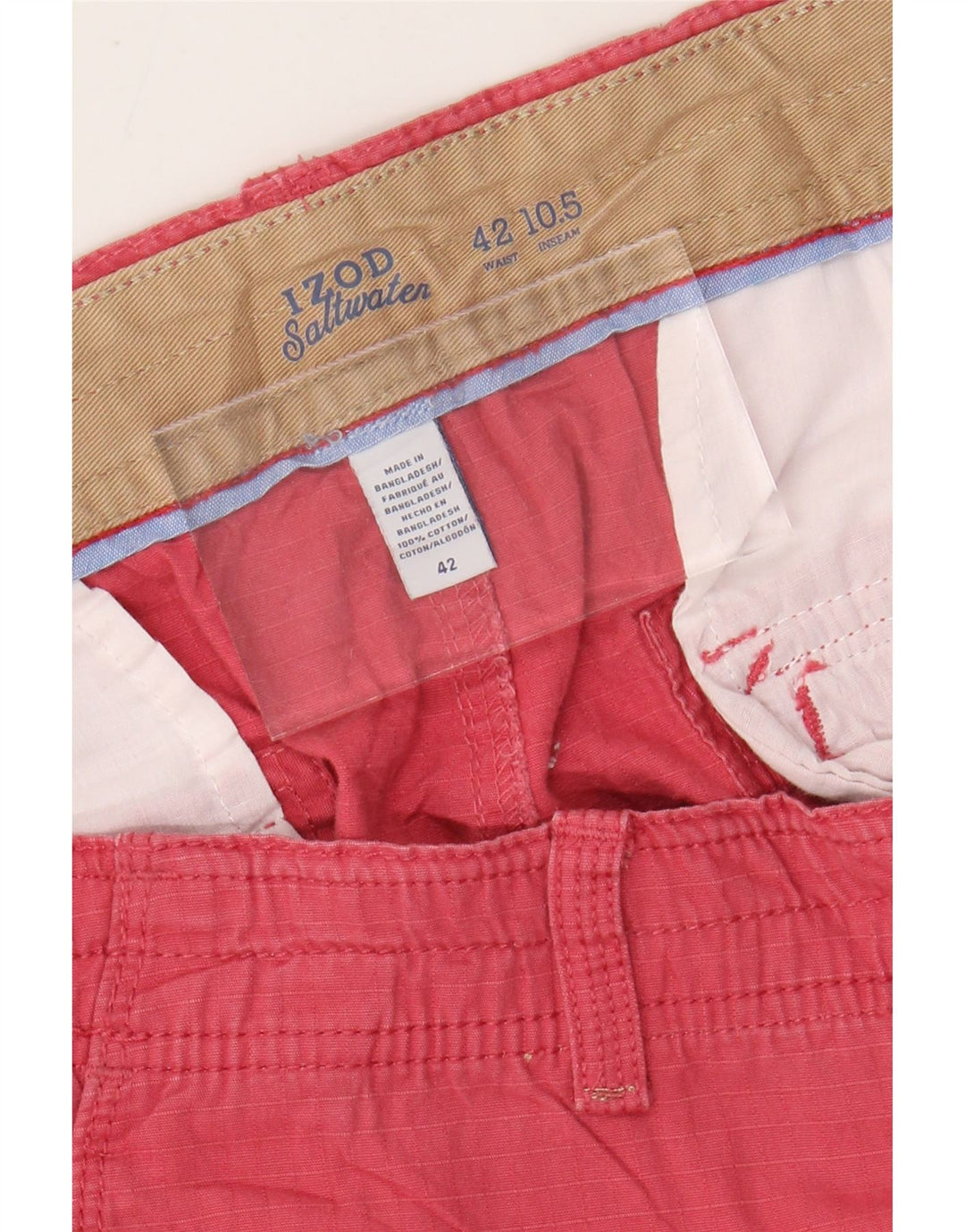 IZOD Salt Water Cargo Shorts til mænd W42 2XL Pink ternet bomuld