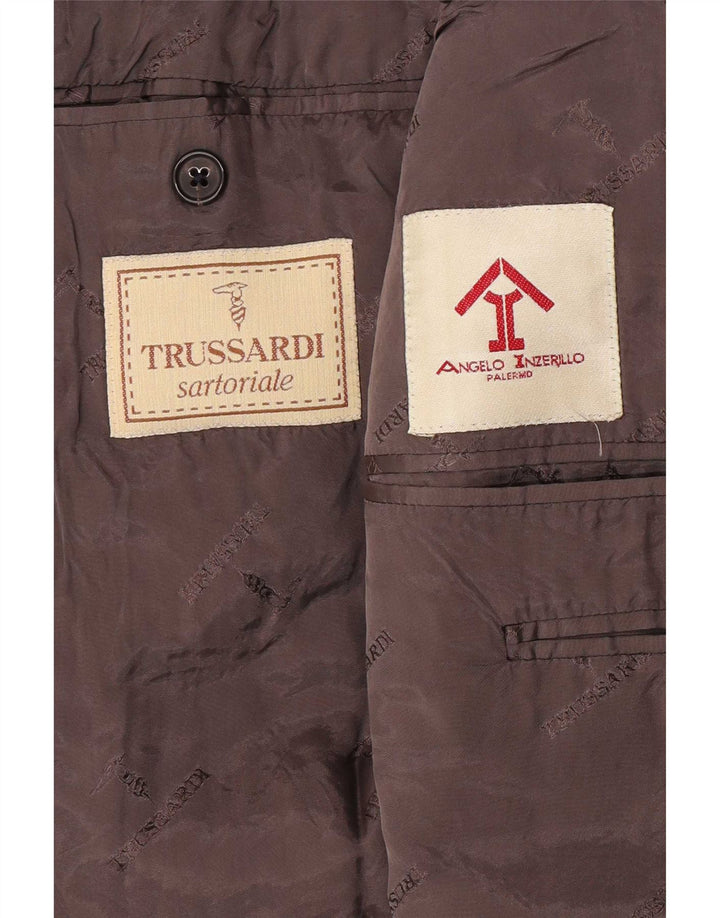 Trussardi Herre 3-knaps blazerjakke IT 52 XL Gråstribet Virgin Wool