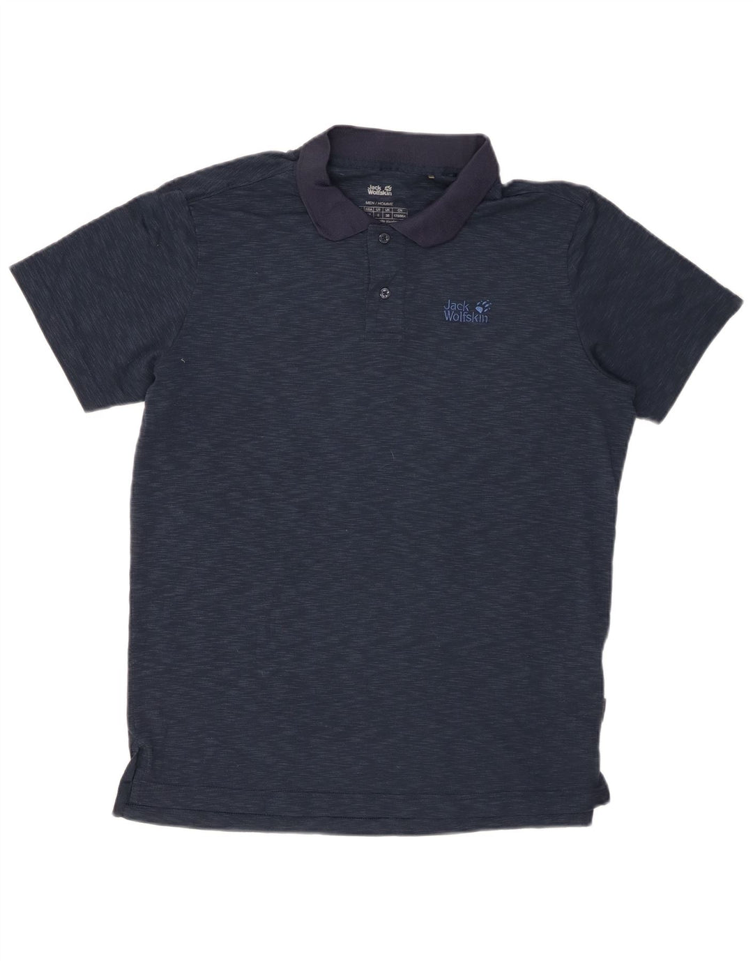 JACK WOLFSKIN Mens Polo Shirt UK 38 Small Navy Blue Flecked Polyester