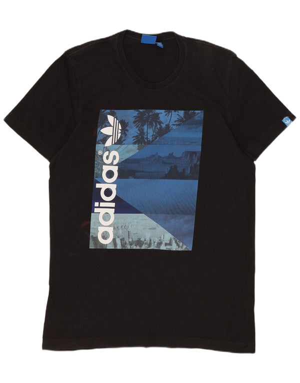 ADIDAS Grafisk T-shirt til mænd, medium sort bomuld