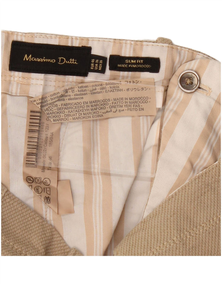 MASSIMO DUTTI Herre Slim Fit Chino Bukser EU 46 XL W36 L30 Beige Bomuld