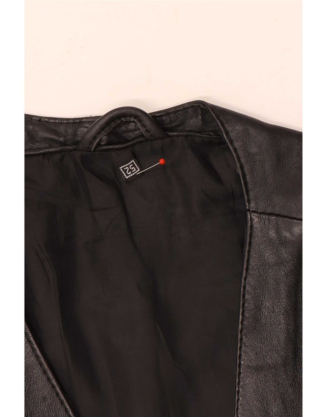 Vintage Herre Læder Utility Gilet EU 52 XL Sort