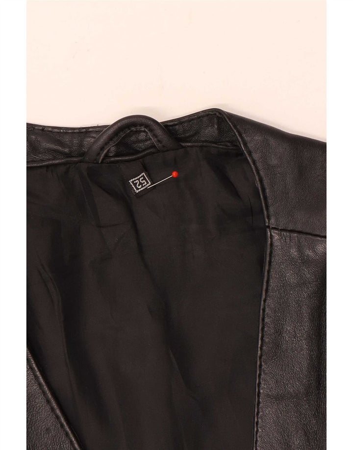 Vintage Herre Læder Utility Gilet EU 52 XL Sort