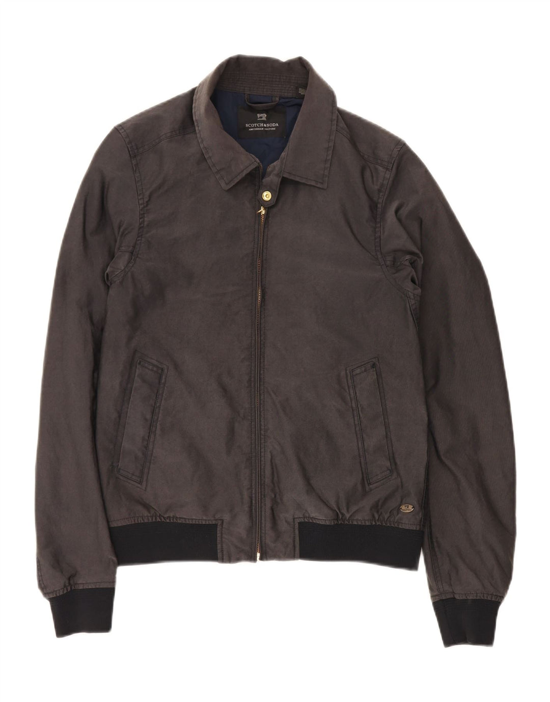 SCOTCH & SODA Mens Bomber Jacket UK 36 Small Grey Polyester