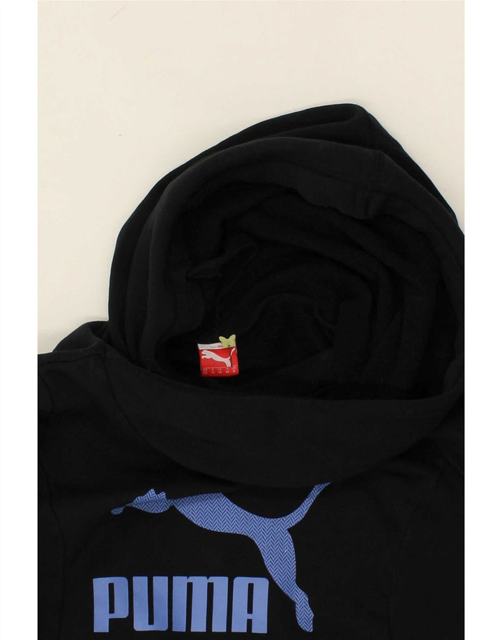 PUMA Womens Graphic Hoodie Jumper UK 8 Small  Black Vintage Puma and Second-Hand Puma from Messina Hembry 