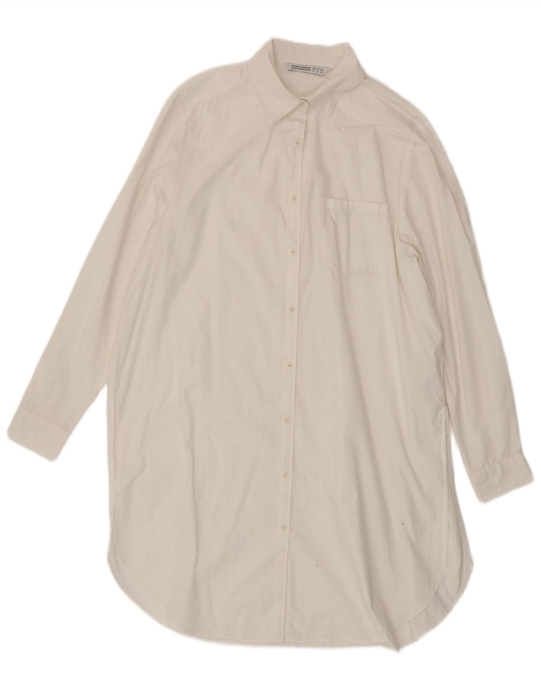 Zara Kvinder Oversized Skjortekjole UK 14 Medium Hvid Bomuld