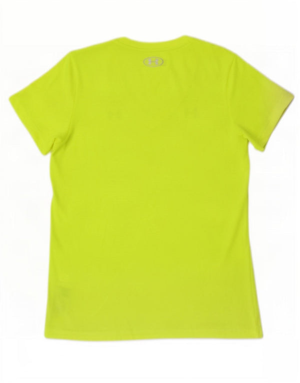 Under Armour Dame Heat Gear T-Shirt Top UK 12 Medium Gul Polyester
