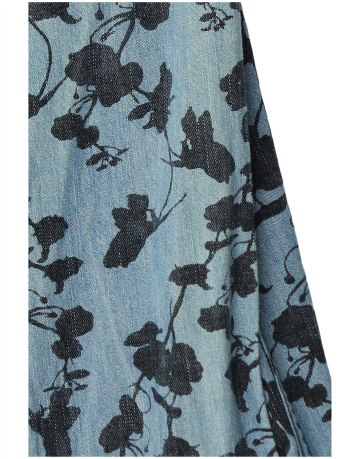 ZARA Mens Slim Fit Denim Shirt Medium Blue Floral