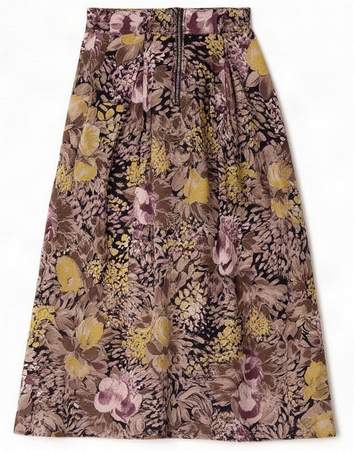 Vintage Dame Midi Nederdel Medium W28 Flerfarvet Blomster