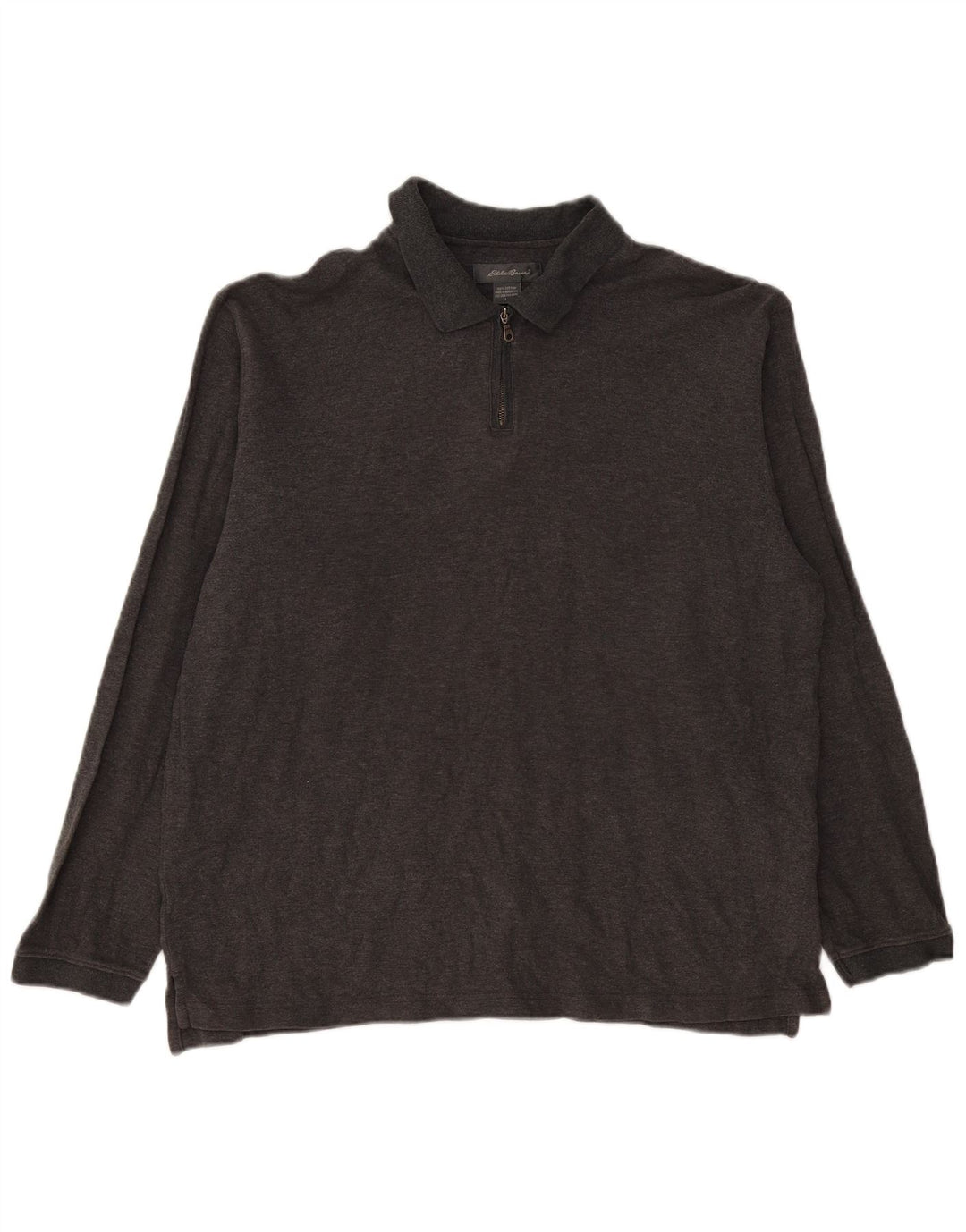 EDDIE BAUER Langærmet herre poloshirt Stor grå bomuld