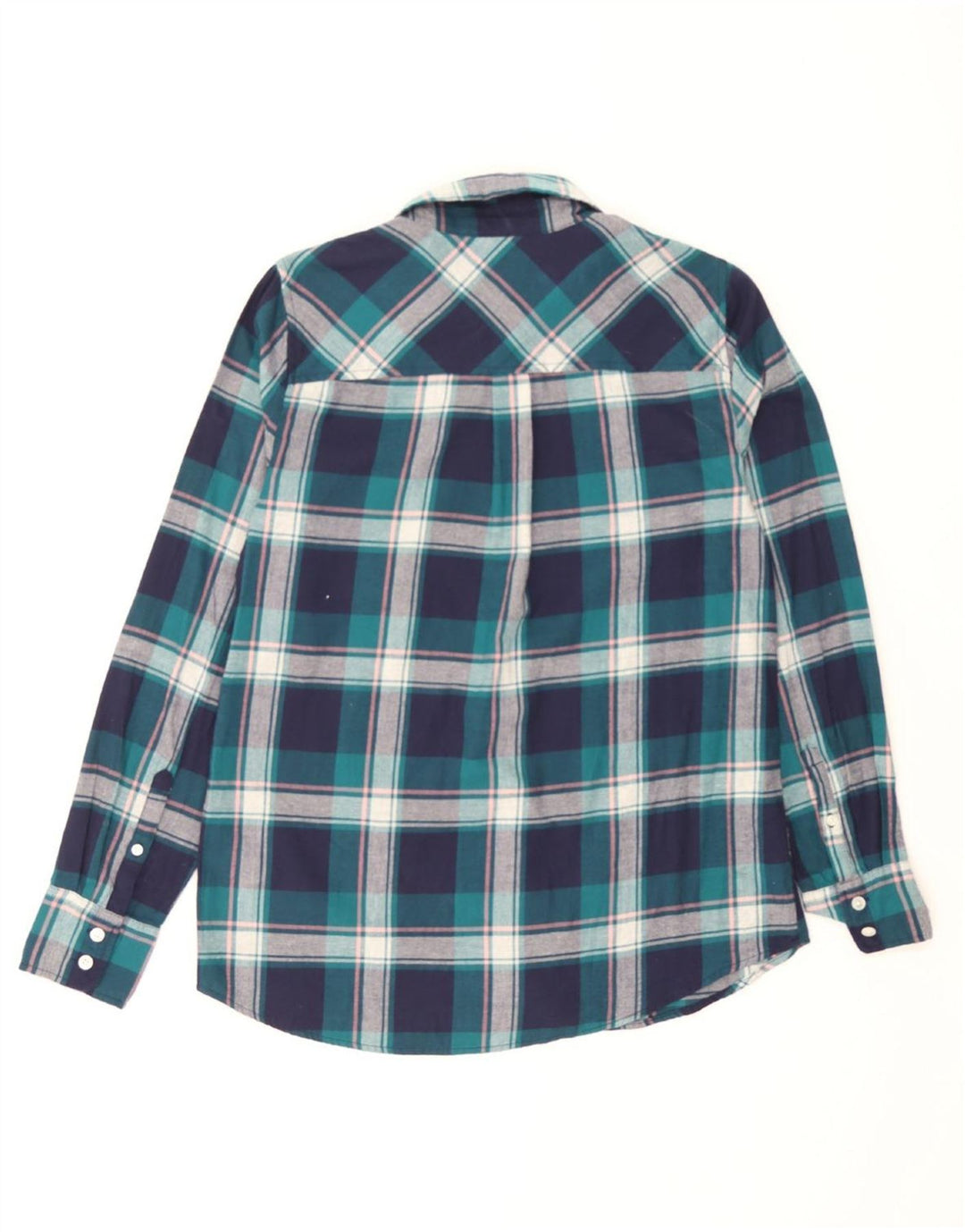 CREW Womens Flannel Shirt UK 10 Small Navy Blue Check Cotton Vintage Crew and Second-Hand Crew from Messina Hembry 