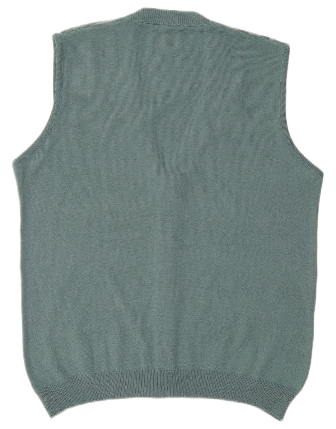 Bernardini herre ærmeløs cardigan sweater XL blå geometrisk uld