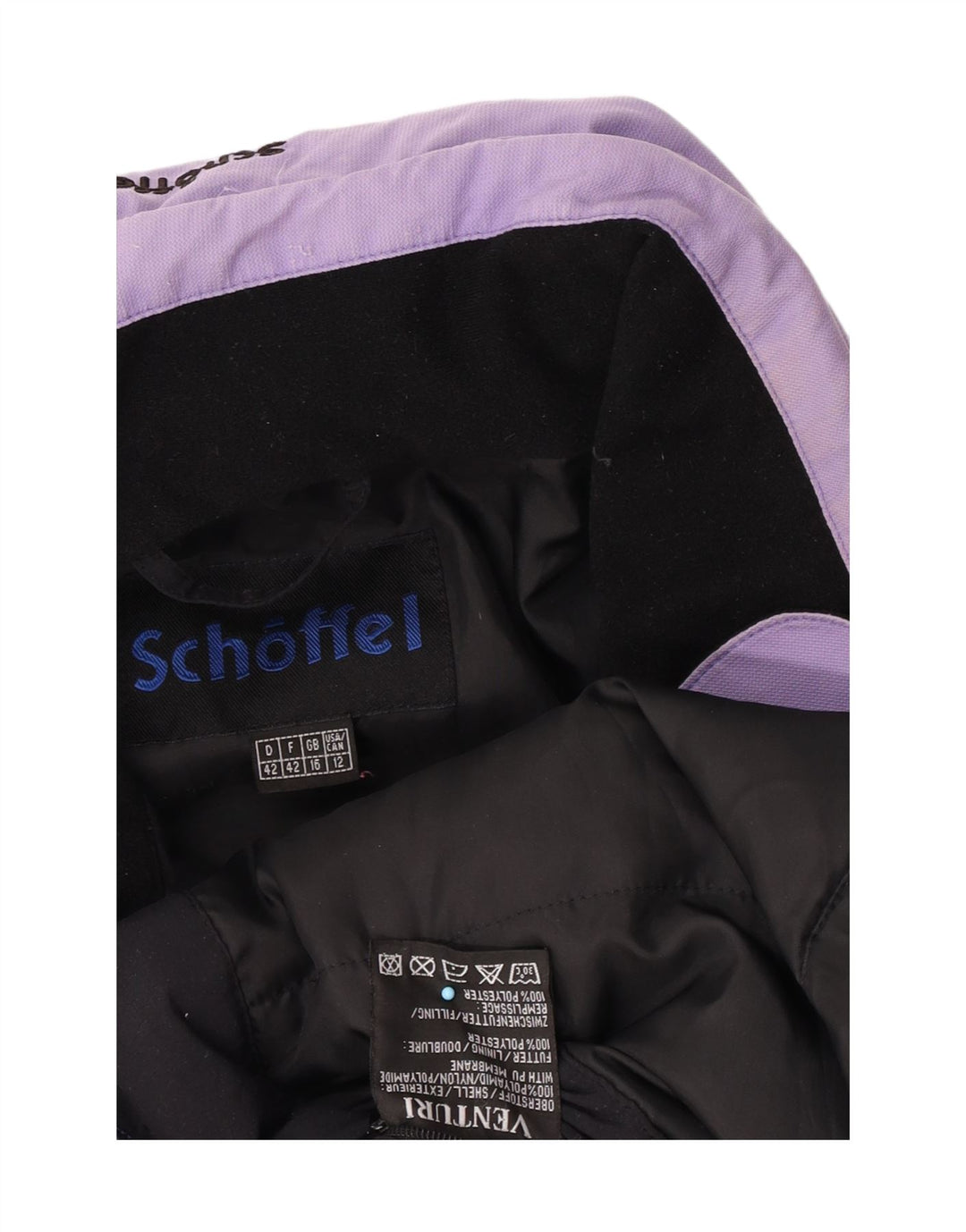 Schoffel Dame Hætte Skijakke UK 16 Stor Lilla Polyamid