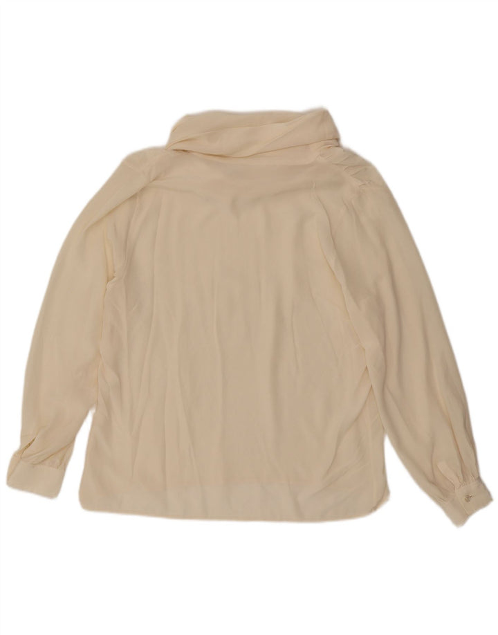 Vintage Dame Langærmet Bluse Top UK 16 Large Off White