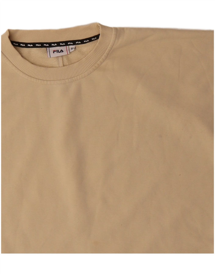 Fila Womens Crop Oversized T-Shirt Top UK 14 Medium Beige Bomuld