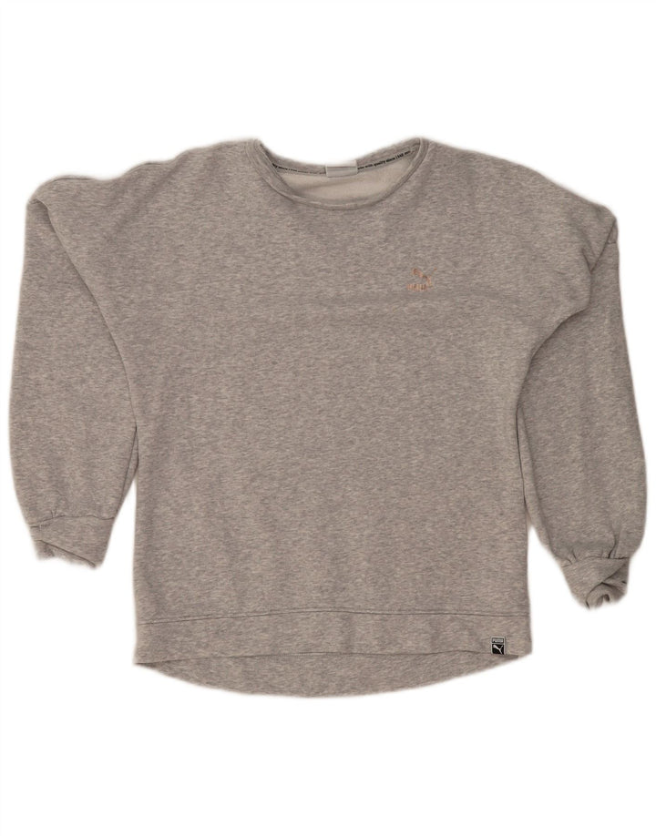 Puma Dame Sweatshirt Jumper UK 8 Lille Grå Bomuld