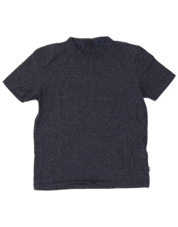Hugo Boss Herre T-Shirt Top Medium Marineblå Flecked Bomuld