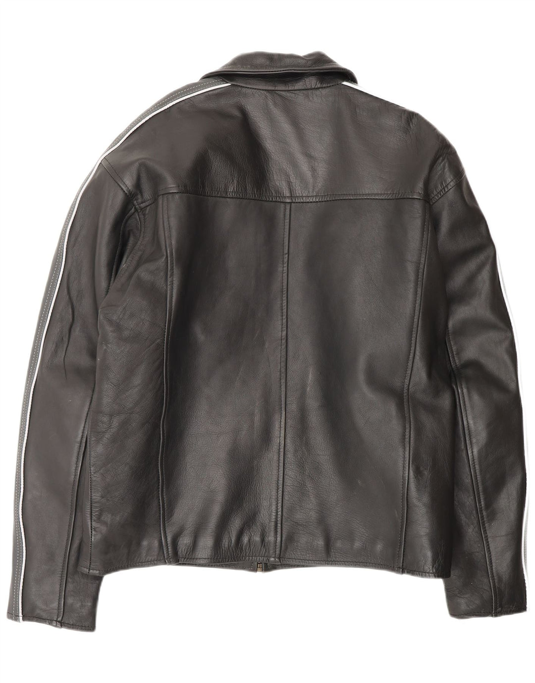 VINTAGE Herre Læderjakke UK 42 XL Sort Colourblock Læder