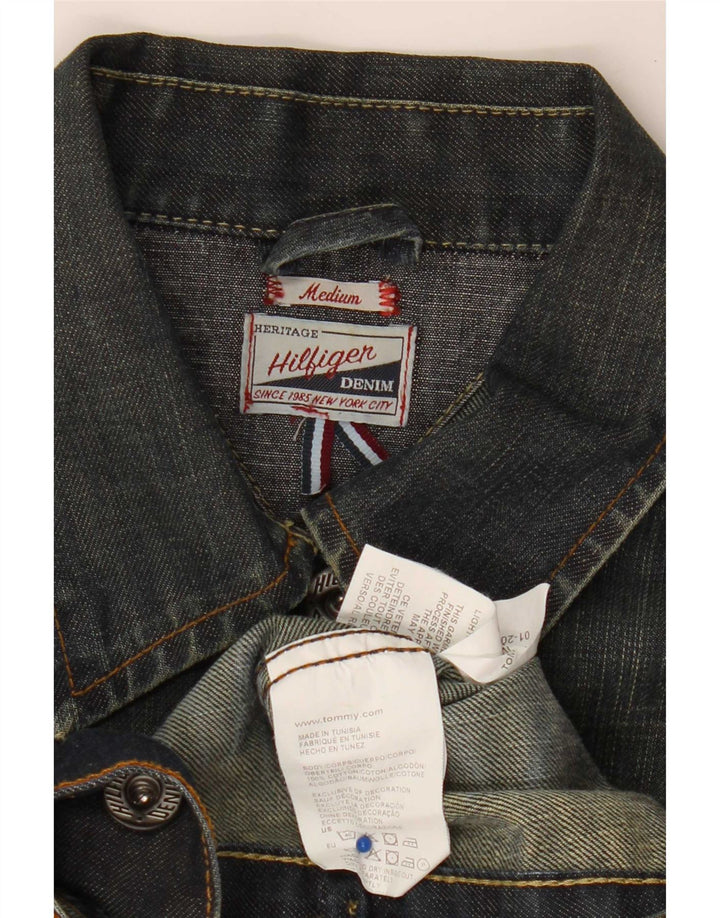 Tommy Hilfiger Dame Crop Denim Jacket UK 12 Medium Blue Cotton