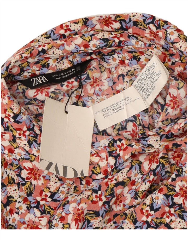 Zara Langærmet Playsuit til kvinder UK 10 Small Multicolored Floral Polyester