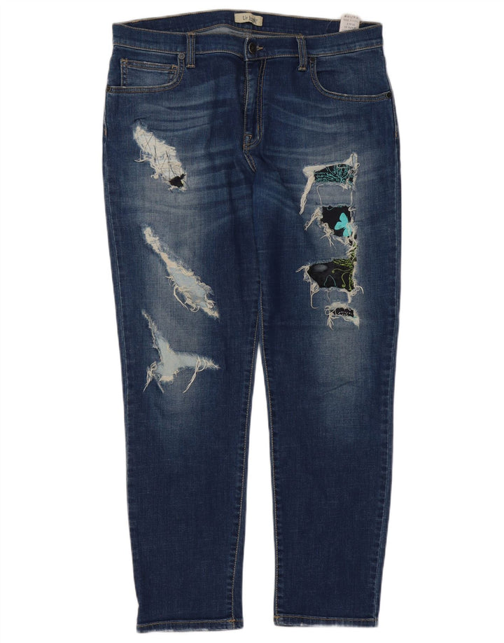 Vintage Kvinder Distressed Slim Jeans W31 L28 Blå Bomuld