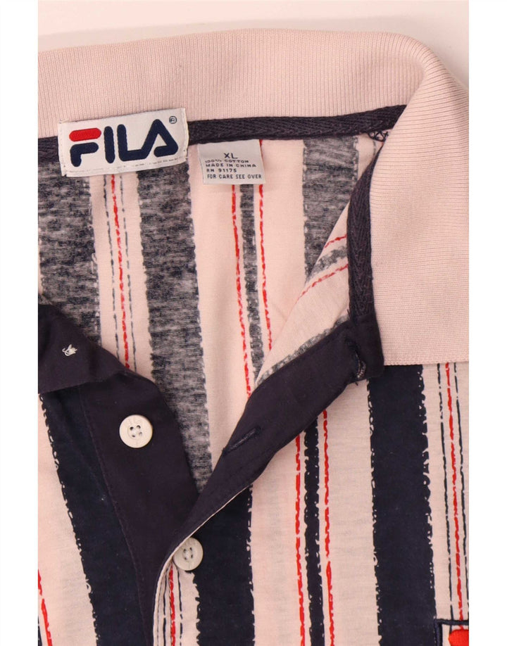 Fila Poloshirt til mænd XL Pink Stribet Bomuld