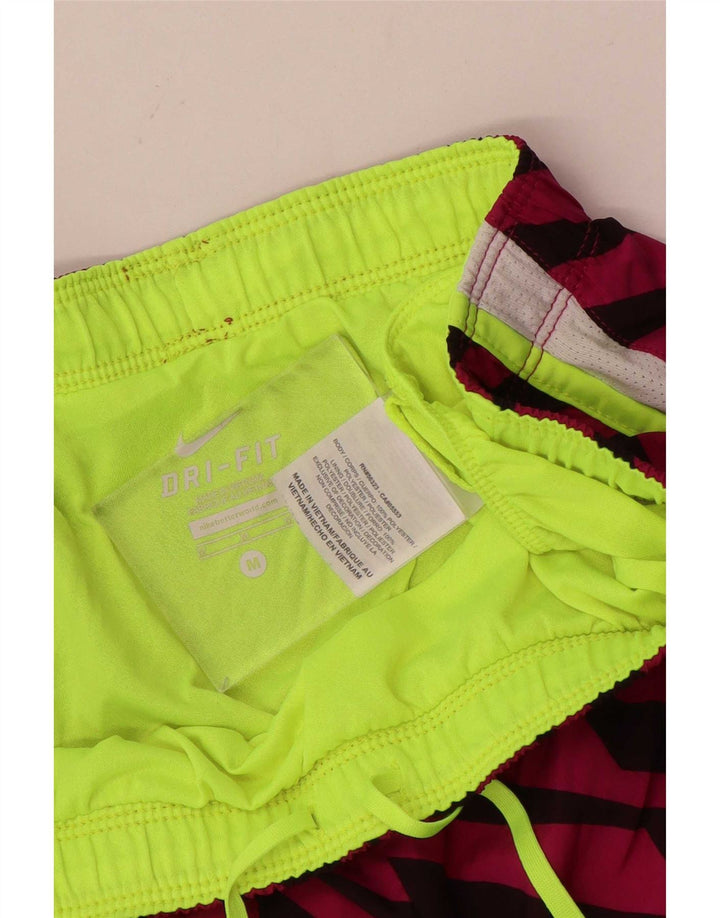 Nike Dame Dri Fit sportsshorts UK 14 Medium Pink Stribet Polyester