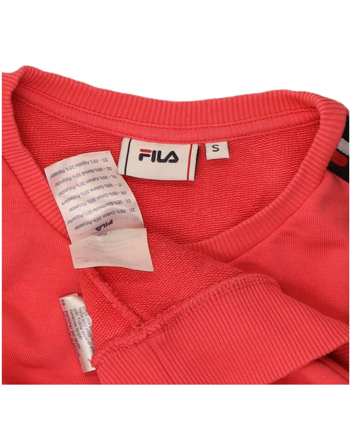FILA Womens Oversized Graphic Sweatshirt Jumper UK 10 Small Pink Cotton