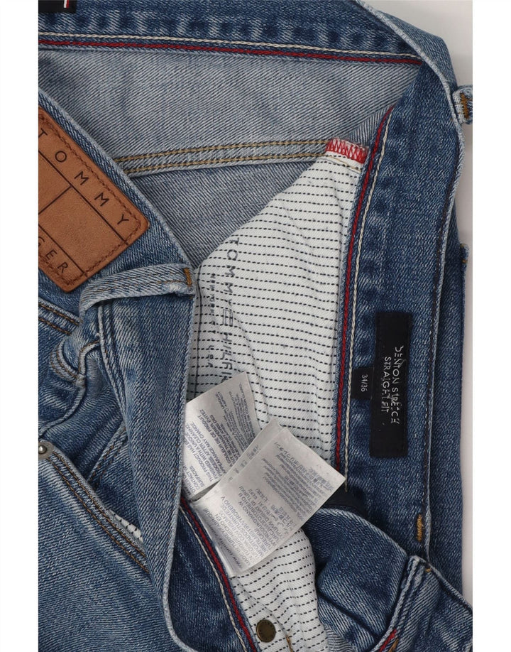 TOMMY HILFIGER Herre Denton Straight Jeans W34 L36 Blå Bomuld