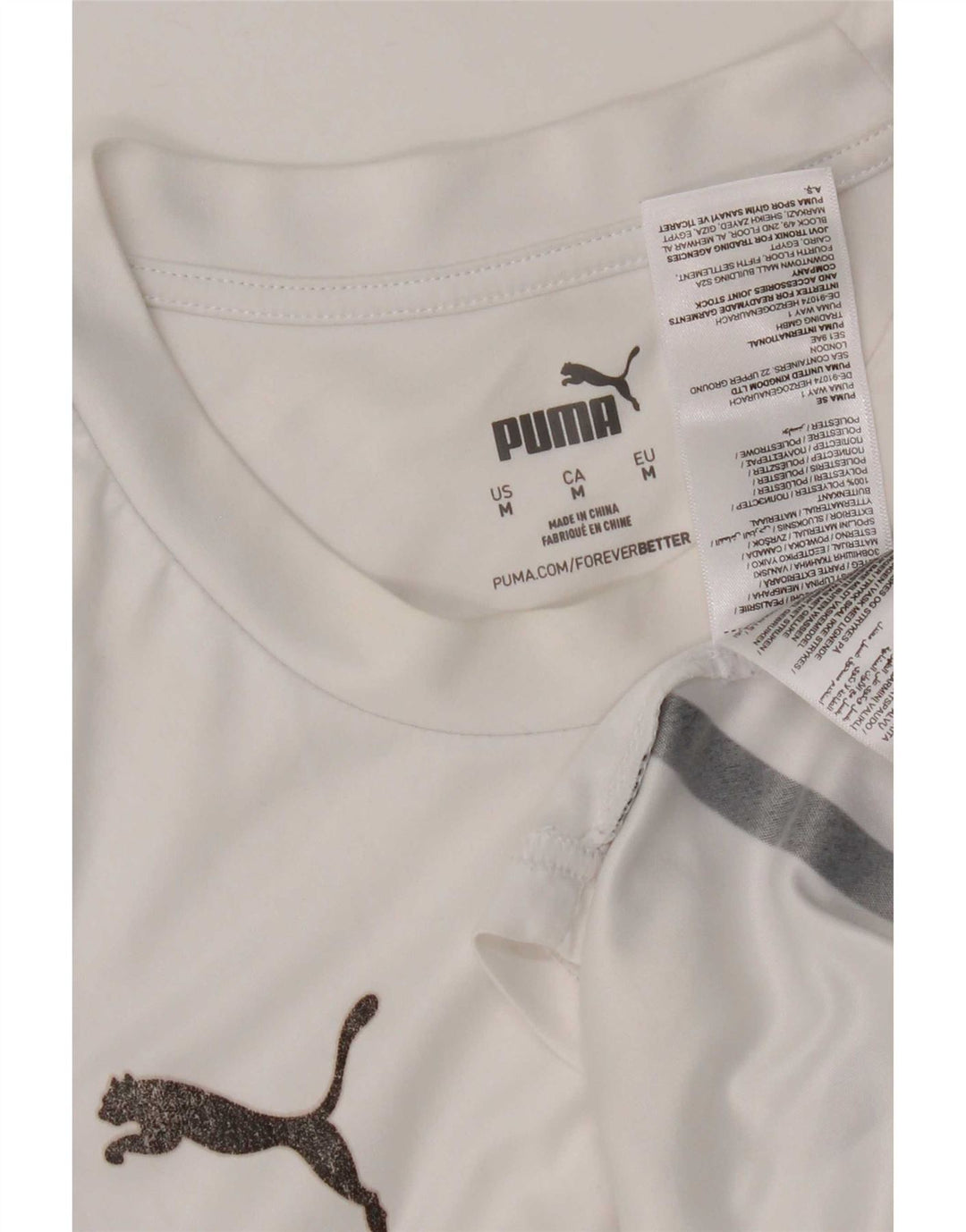Puma Grafisk T-Shirt Top Medium Hvid Polyester til kvinder