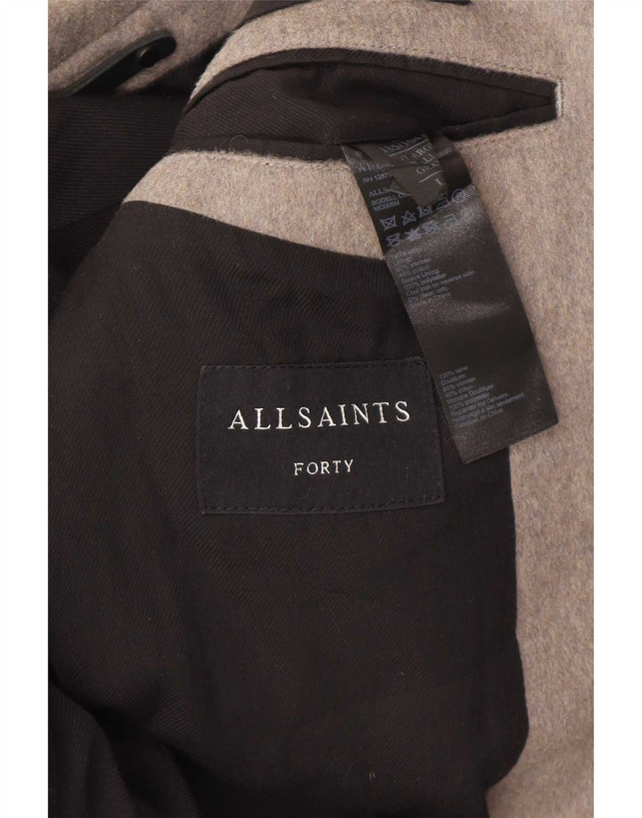 All Saints Herre Overfrakke UK 40 Stor Grå Uld