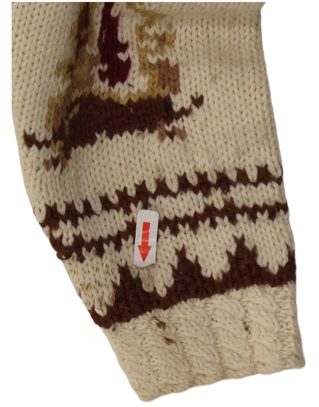 Vintage dame sweater med rund hals DK 14 Medium Beige Retro