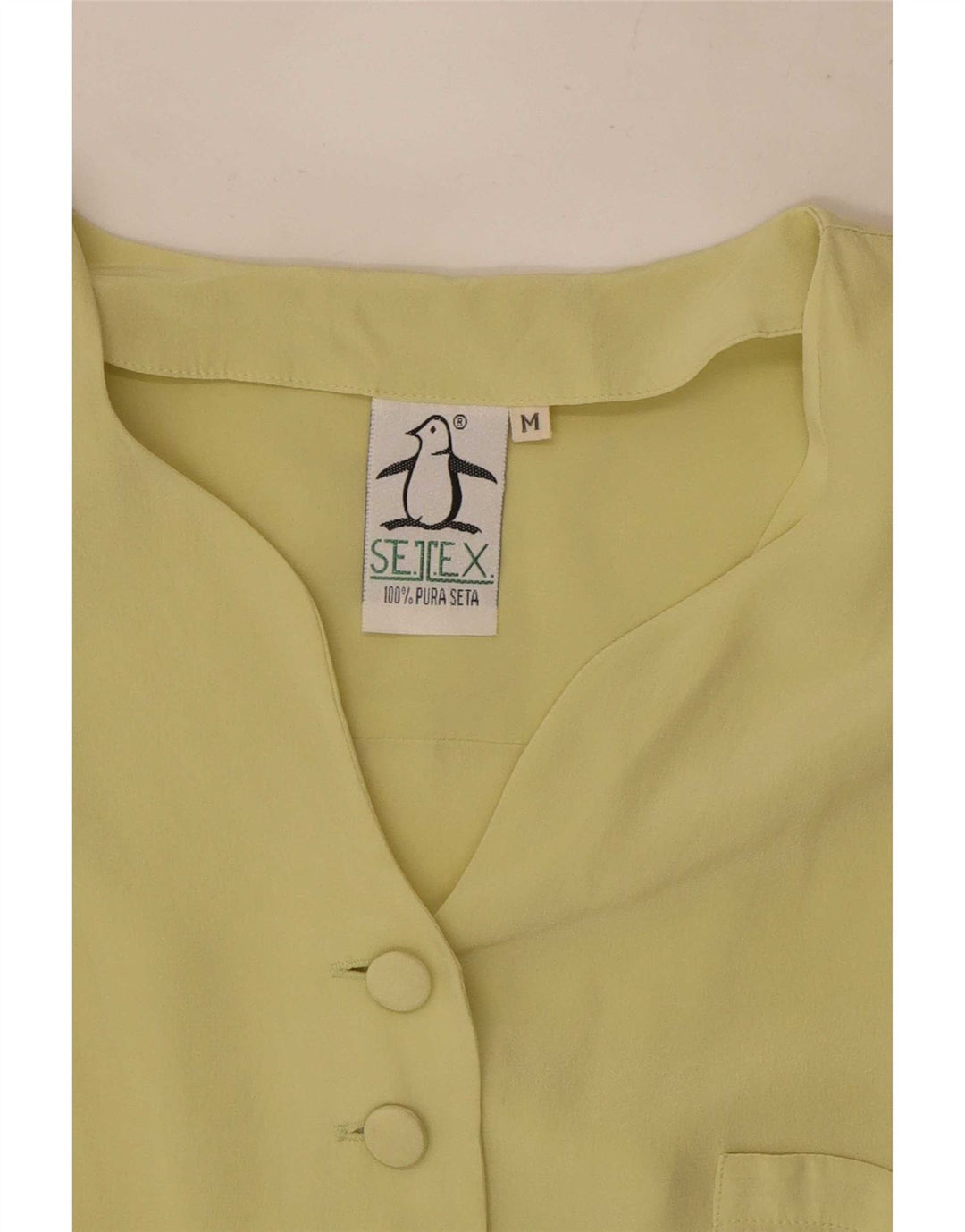 Vintage kvinders kortærmet skjortebluse UK 14 Medium Yellow Silk