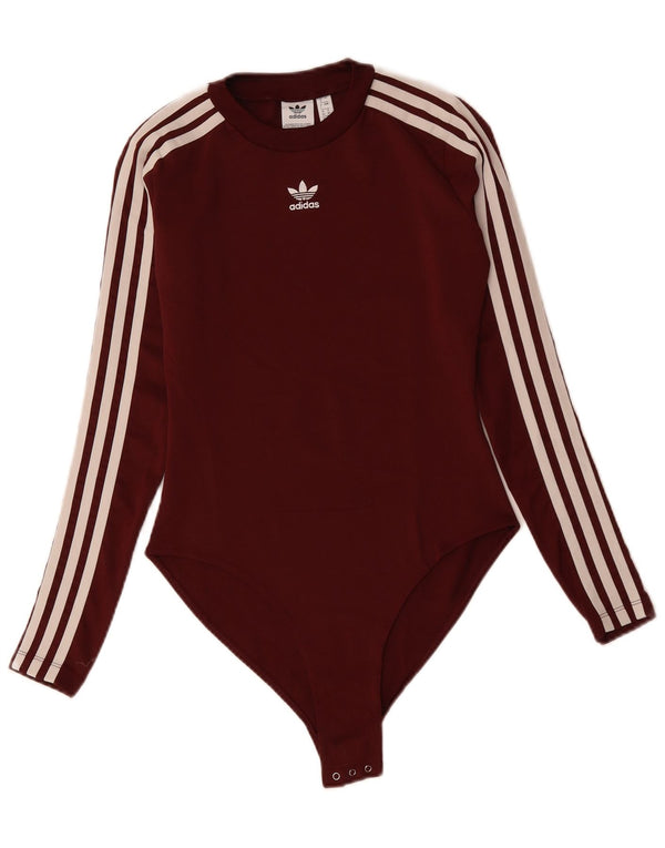 ADIDAS Langærmet bodysuit til kvinder UK 8 Small Bourgogne Polyester