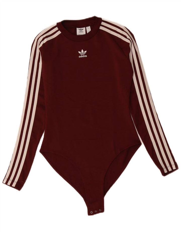 ADIDAS Langærmet bodysuit til kvinder UK 8 Small Bourgogne Polyester