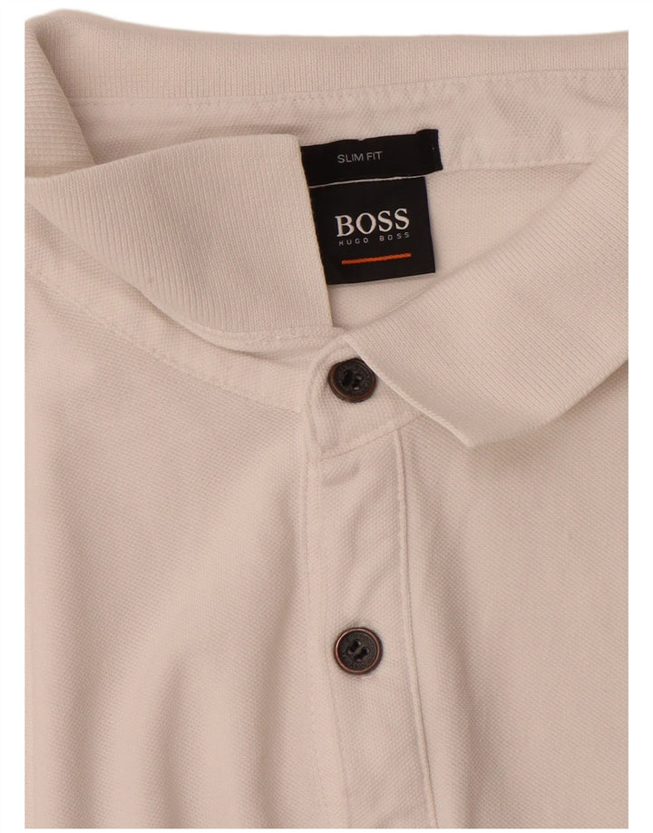 HUGO BOSS Herre Slim Fit Polo Shirt Stor hvid bomuld